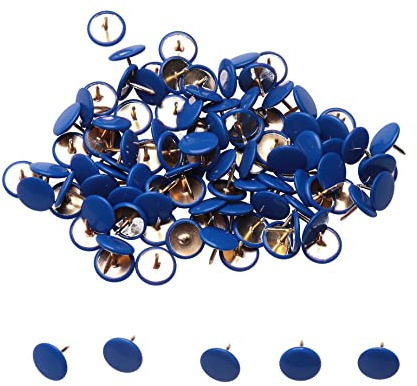 Sowaka 100 Stück Reißzwecken aus Kunststoff, runde Stecknadeln, dekorative Pins für Wand, Whiteboard, Korktafel, Foto, Wandbild, Tafel, Zuhause, Büro, Schule, Zubehör (blau)
