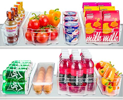 Set di 8 contenitori per frigorifero, contenitori trasparenti per cucina, controsoffitti, armadi, frigorifero, congelatore, camera da letto, bagni, impilabili in plastica