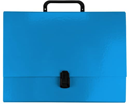 Netuno 1 mallette bleue avec poignée A4 dos 5 cm mallette scolaire en carton valisette avec poignée porte-documents avec poignée porte-documents portable pour transport de documents bureau école