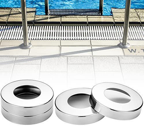 EESC2Y Poolleiter-Rosettenplatten, Poolleiter-Ringe für 4,8 cm Innenpool- und Spa-Leiter, Handlaufrohr, aus verdicktem 304 Edelstahl, 4 Stück