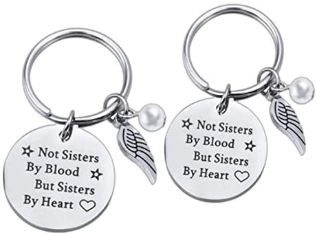 xyqcy 2 Stück Freunde Schlüsselanhänger für Frauen, Not Sisters by Blood But Sisters by Heart Freundschaftsgeschenke Schlüsselanhänger für Teenager-Mädchen, BFF-Geschenke, Weihnachten, Geburtstag,