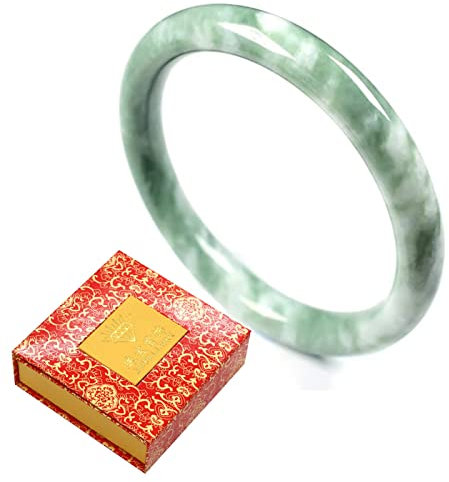 BXSMNH Jade Armreif für Frauen Retro Chinesischer Stil Natürlicher Grüner Jade Armreif Natürliche Mädchen Stil Hand Jade Armbänder mit Zertifikat und Geschenkbox (Size : 62-63mm)