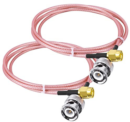 urcianow SMA-Stecker auf BNC-Stecker 1 m (2 Stück) - Koaxialkabel RG316 für WLAN-Antenne, CB-Radio, Walkie-Talkie, CCTV - Anschlüsse aus vernickeltem Messing, geringer Verlust, flexibel und langlebig