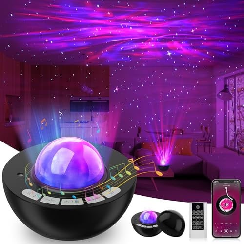 Galaxy Projector, Night Light for Kids Bedroom, Nebula Starry Light Projector with Remote Control, Bluetooth, White Noise & Auto Timer, Celling Projector Light for Adults Room Home Party Decor Gift