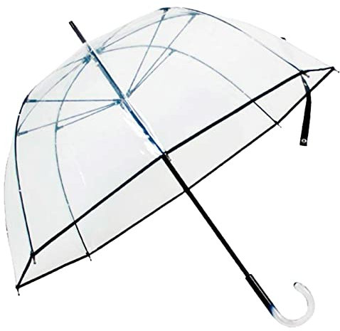 AC - Paraguas largo transparente - Mango acristalado - Fabricación en PVC - 8 Varillas - Evita los días lluviosos con elegancia - Color Aleatorio