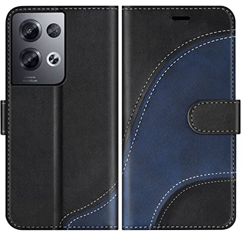 BoxTii Cover per Oppo Reno 8 PRO 5G, Custodia in PU Pelle Portafoglio per Oppo Reno 8 PRO 5G, Magnetica Cover a Libro con Slot per Schede, Nero