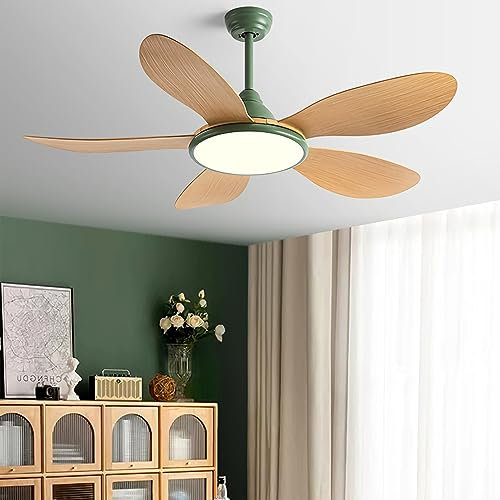 YUNZI 108CM Ventilador de Techo con iluminación y Mando a Distancia, LED 72W Regulable Ventilador Lámpara de Techo para Salón Dormitorio Comedor Luz, 6 Velocidades, Protección Ojos Luz, Verde