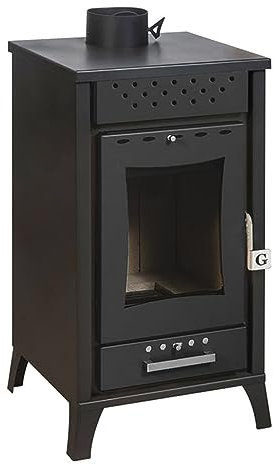 Decor Space Stufa a legna 15 kw in acciaio verniciato h 91 cm (Nero)