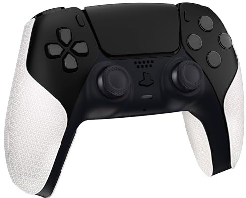 PlayVital Premium Grip Aufkleber für ps5 Wireless Controller, geteiltes Design Anti-Rutsch Weiche sechseckige Diamantstrukturen Schweißabsorbierende Griffe für PS5 Controller-Weiß