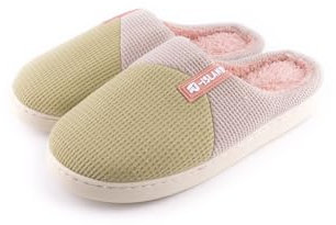 R-ISLAND Pantuflas casa de mujer,Zapatillas para invierno,La suela PVC, Antideslizante,Evita frio,Comodo,perfecto para casa,salon,dormitorio (Verde, 36)