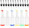 Tebery 6 Pack Plastic Juice Pour Bottles with 12 Stainless Steel Bottle Pourer, 34OZ Plastic Juice Dispensers for Bar Home Kitchen Party Supplies