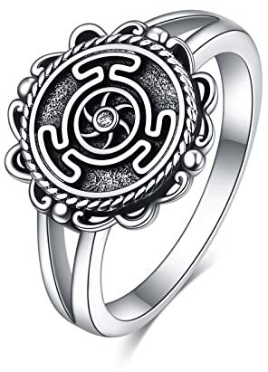 POPLYKE S925 Sterling Silber Hekate Ring – Dreifaltige Mondgöttin Schmuck, Mystischer Hexenring