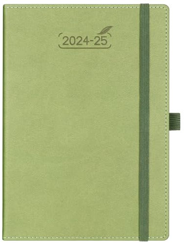 BEZEND Terminplaner 2025, A5, Wochenansicht, 18 Monate, beginnend von jetzt bis DEC 2025, vertikaler Wochenplaner mit Monats-Register, Stifthalter, PU-Leder, Hardcover, Kiwi