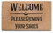 Emily in Paris Style Font Doormat (45cm x 75cm) Small, Welcome Please Remove Your Shoes Front Door Mat, Coconut Core Fibre Heavy Duty Mat, Rug, Indoor Natural Coir Mat, Wide