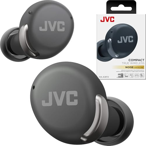 JVC Cuffie compatte True Wireless con cancellazione attiva del rumore, modalità a bassa latenza per giochi e film, Bluetooth 5.3, lunga durata della batteria (fino a 27 ore) - HAA30T2B (nero)