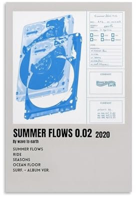 UBCJ Poster Wave to Earth, Sommer-Fließen, Wandkunst, dekoratives Gemälde, Schlafzimmer, Poster, 20 x 30 cm, ungerahmter Stil