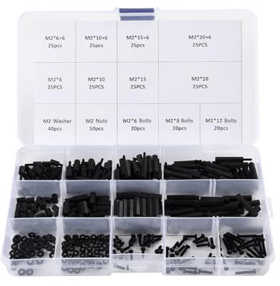 350PCS M2 Male Female Nylon Hex Spacer, Standoffs Screws Nuts Threaded Pillar Standoff Screws Spacers Washers Assorted Assortment Kit, for PCB Board Motherboard DIY Use