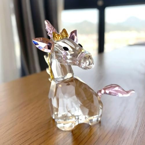 QIJIAYU Kristall Glücksengel Pferd Puppe Glas handgefertigt Tier Briefbeschwerer Serie Schmuck Home Tischdekoration Kinder Geschenk