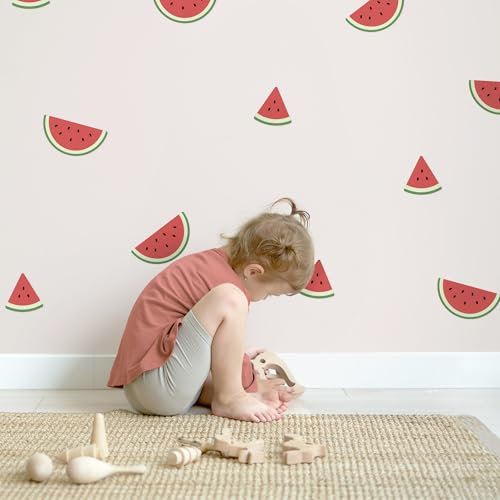Klebekerlchen® | Wandtattoo Kinderzimmer Mädchen & Junge, Wandsticker selbstklebend, wiederverwendbare & rückstandsfreie Kinderzimmer Deko – Wandtattoo Wassermelone Sticker (Set mit 15 Motiven)