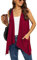 Wine Red Sleeveless Cardigan Vest for Women Plus Size Lightweight Summer Jacket with Pockets Casual Work Knit Open Front Long Drape Duster,3XL