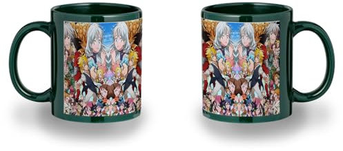 MERCHANDMANIA TAZA COMPLETAMENTE VERDE RECUADRO NANATSU NO TAIZAI SIETE PECADOS capitales black mug jarra cerveza te infusión