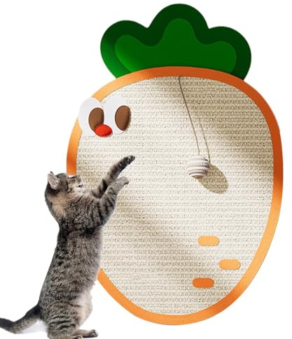 Tavola da grattare da parete per gatti, tagliere verticale in sisal | Tavola da grattare in sisal a forma di carota per gatti interni - resistente all'usura con tappetino protettivo