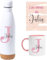 TAZALAND | Pack Botella Termica Taza Personalizada y Libreta Personalizada | Personalizado Con Inicial y Nombre | Taza 350 ml | Termo 750 ml | Libreta A5 | Regalo Cumpleaños Mujer