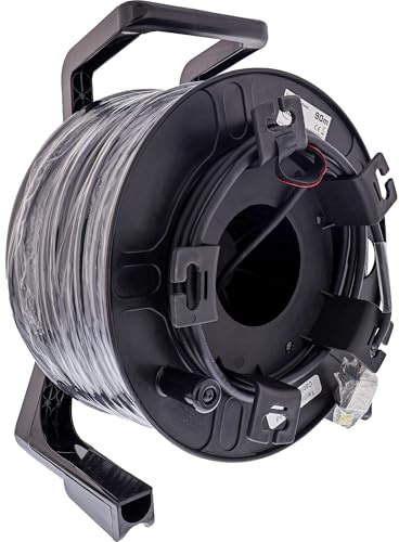 InLine Netzwerk-Kabeltrommel Outdoor Cat.6A, 90m, RJ45 HARTING IP67, S/FTP PUR, PoE++ tauglich, schwarz, 78594H