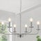 WTUOING Modern Kronleuchter Silber, 6 Flammig Kronleuchter Vintage Kerze Pendelleuchte Esstisch Hängelampe, Industrial Deckenlampe Hängend Lampe für Wohnzimmer Schlafzimmer Küche, Esszimmer, Flur