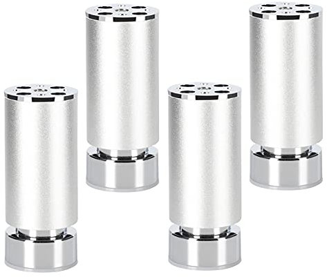 Lot de 4 pieds de meubles ronds réglables en alliage d'aluminium pour table de cuisine et armoire Hauteur 6 cm