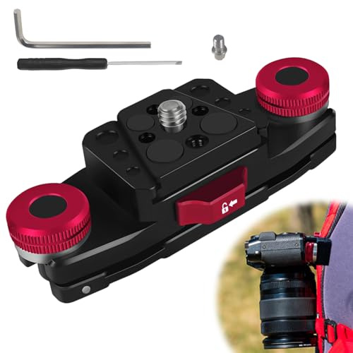Yeelan Kamera Rucksack Clip, Kamera Clips mit 1/4 Schrauben, Aluminiumlegierung Kamerarucksack Clip für schnellen Befestigen Kamera am Schulterriemen oder Gürtel
