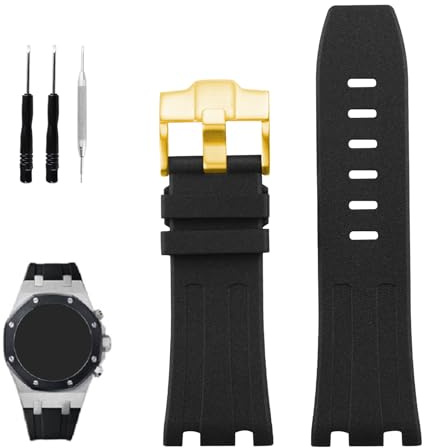 XIW Armband Compatible for 28mm Audemars Piguet AP Royal Oak Offshore 15703 15710 15400 26470 26400 Watch Uhrenarmband Replacement Silikon-Gummi Strap for men Silicone Wirstband Strap women Bracelet