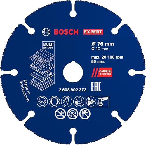 Bosch 1x Expert Carbide Multi Wheel Cutting Disc for Mini Angle Grinders (for Hardwood, Wood with Nails, Ø 76 mm, Professional Accessory Mini Angle Grinder)