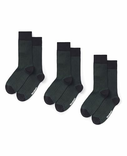 Men's Combed Cotton-Blend Socks, Pack of 3, 43-46, Khaki Herringbone