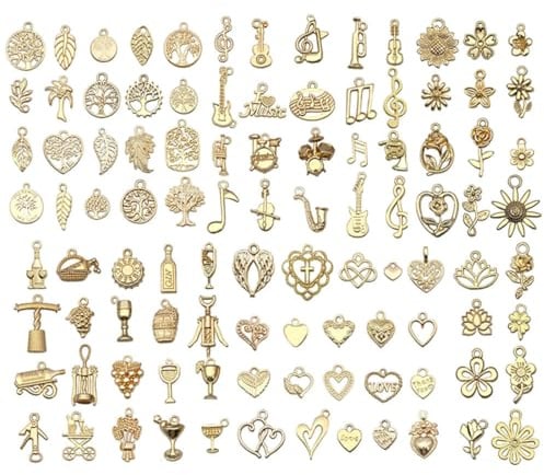 VYZUTR Charms Anhänger, zum Schmuck Basteln, Gemischte Anhänger Kette und Vintage Aesthetic, Armbänd Ohrringe Halskette