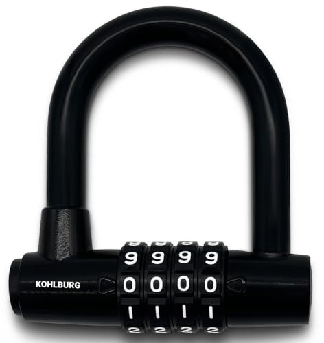 KOHLBURG Kleines Zahlen-Bügelschloss – Vorhängeschloss Zahlenschloss | Schloss mit Zahlencode 4 stellig – Bremsscheibenschloss robust, Padlock mit Zahlenkombination, Fahrradschloss ohne Schlüssel