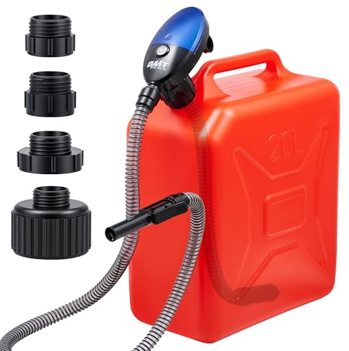 Orion Motor Tech Fuel Transfer Pump, 21L/min Electric Gas Can Pump with 1.3m Hose Auto-Shutoff Sensor, USB-C & AA Battery Operated Portable Fuel Pump with 4 Adapters for Gasoline Diesel Kerosene, Blue