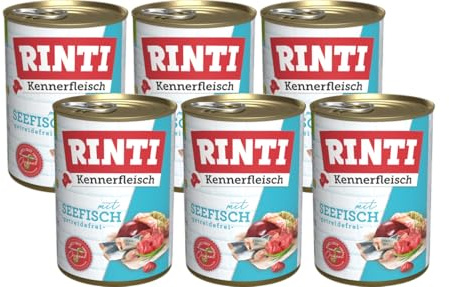 arelf Bundle RINTI Kennerfleisch Seefisch 6x400g + Alpha Spirit Snack