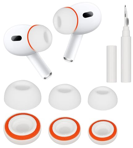 kwmobile Ear Tips Ohreinsätze für Apple Airpods Pro 2 / Pro 1 Aufsätze - 2in1 Zubehör Set mit Silikontips und Reinigungsstift für In-Ear Kopfhörer - Weiß