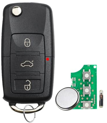 1K0959753G 3 Tasten Klapp Fernbedienungen Schlüssel mit 434MHz ID48 Chip für VW Golf 5 Caddy Tiguan Jetta Skoda Fabia Octavia Seat Geeignet als Ersatz- oder Reserveschlüssel für Fahrzeughalter