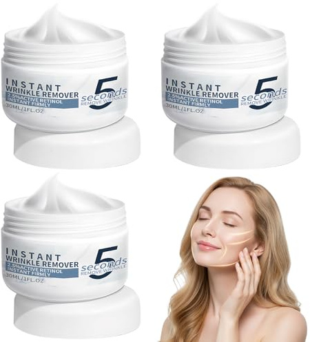 5 Sekunden Faltencreme Mit Soforteffekt 3pcs, Antifaltencreme Soforteffekt, 30ml tränensäcke Und Schlaffe Haut, Reduziert Feine Linien, Lifting Creme Mit Soforteffekt, für täglichen Gebrauch geeignet