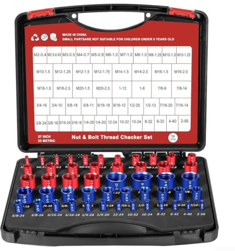 EaseSunny Juego de 50 medidores de rosca para herramientas de paso de rosca Imperial Whitworth, identificador de tuercas de acero al carbono para taller de reparación profesional de bricolaje