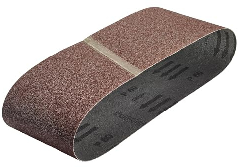 wolfcraft 3 Gewebe-Schleifbänder 75 x 533 mm I 1918000 I Körnung 60 I für Holz und Metall, Farbe und Lack I für Bandschleifer I Korund