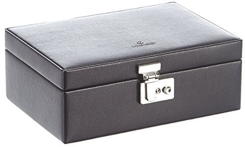 Windrose Uhrenkoffer Beluga/schwarz (Leder) - Hochwertige Handarbeit - Breite 24,5 cm - Leder