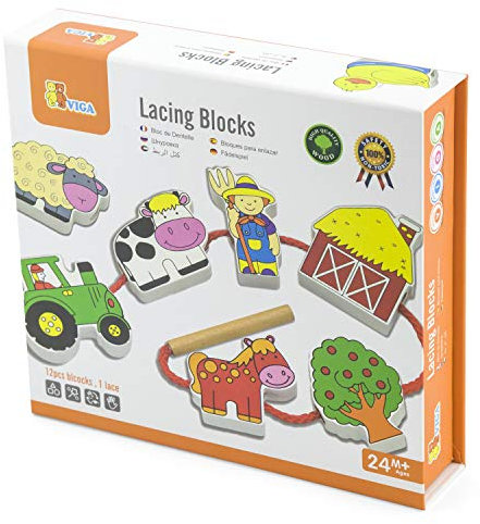 Viga Toys - Fädelspiel - Bauernhof