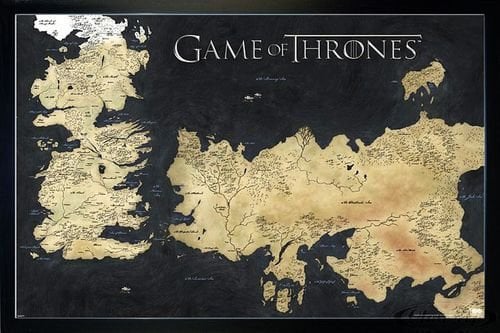 Game of Thrones Poster Die Sieben Königreiche (96,5x66 cm) gerahmt in: Rahmen schwarz