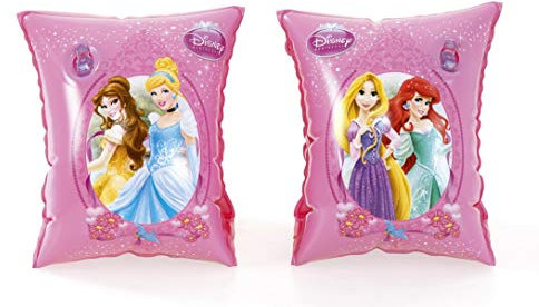 BESTWAY 91041 - Manguitos Hinchables Diseño Princesas Disney Rosa Brillante 15x23 cm Vinilo Resistente con Válvula de Seguridad y 2 Cámaras de Aire Para Niños de 3-6 Años