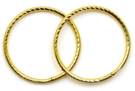 Arranview Jewellery 9ct Gold 14mm Diamond Cut Sleeper Hoops (1 Pair)