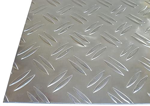 B&T Metall Aluminium Riffel-Blech, 5,0/6,5mm stark, Größe 200 x 300 mm | Duett, Zuschnitt, Tränen-Blech