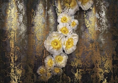 Komar 8-963 Serafina Flower Floral Wallpaper Mural, Yellow, 368 x 254 cm, Set of 8 Pieces